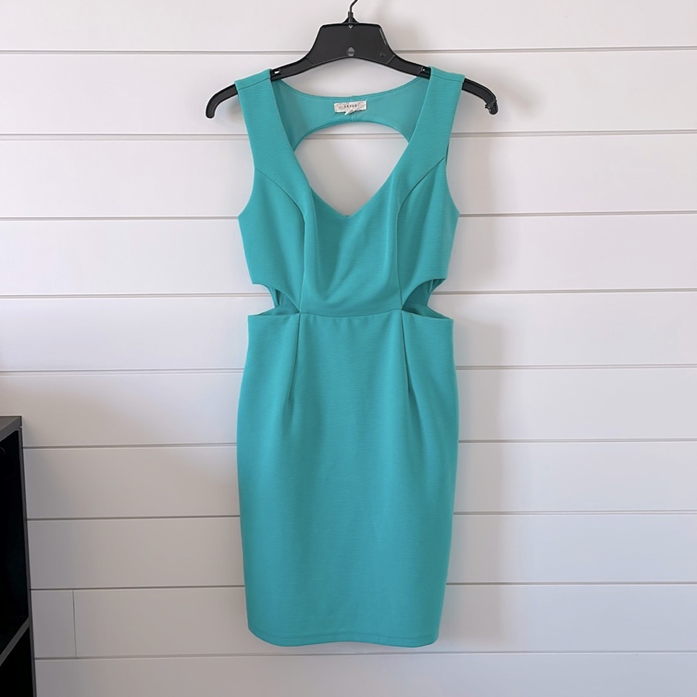 Turquoise Midi Cutout Dress (Size Medium)